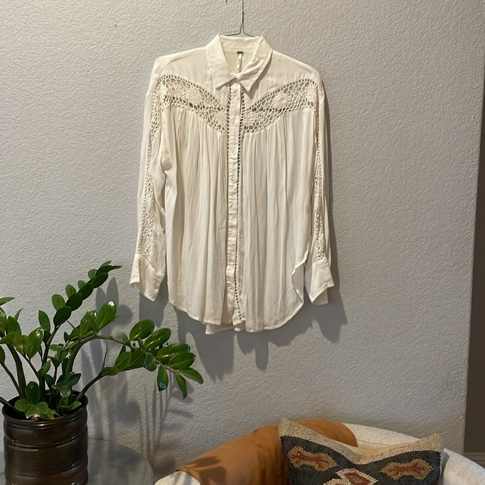 Free people, oversized button down blouse, size S